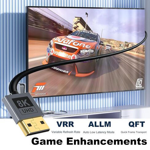 Adoreen معتمد رفيع للغاية 8K HDMI 2.1 كابل 2 قدم، 8K@60 هرتز 4K@120 هرتز 48 جيجابت في الثانية عالي السرعة نحيف ناعم منخفض المستوى سلك HDMI، eARC، HDCP، Dolby، HDR10 للألعاب PS5 Xbox Apple HDTV كاميرا المراقبة in Kuwait