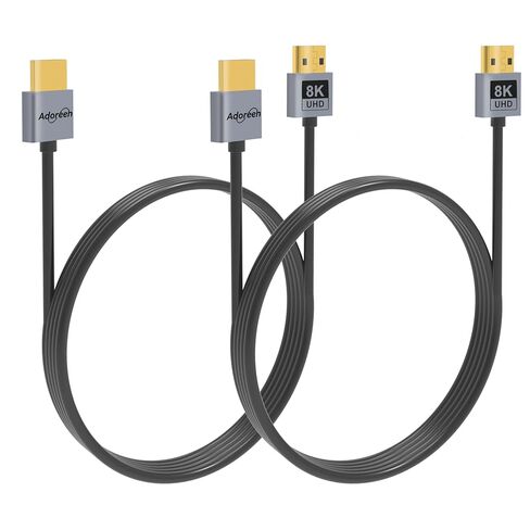 Adoreen معتمد رفيع للغاية 8K HDMI 2.1 كابل 2 قدم، 8K@60 هرتز 4K@120 هرتز 48 جيجابت في الثانية عالي السرعة نحيف ناعم منخفض المستوى سلك HDMI، eARC، HDCP، Dolby، HDR10 للألعاب PS5 Xbox Apple HDTV كاميرا المراقبة in Kuwait