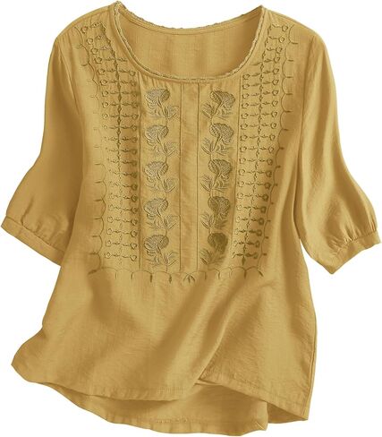 بلوزات Kistore النسائية المطرزة 2026 بأكمام قصيرة مزركشة بالدانتيل ورقبة دائرية بلوزات غير رسمية عصرية وقمصان بلوفر in Kuwait