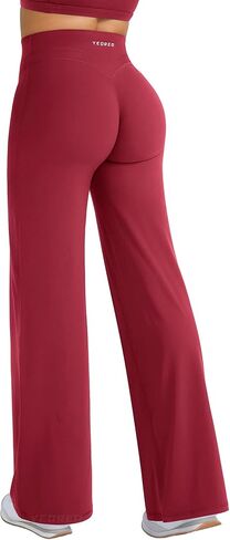 YEOREO Straight Leg Workout Leggings Hidden Scrunch High Waist Gym Pants No Front Seam Wide Leg Yoga Pants in Saudi Arabia