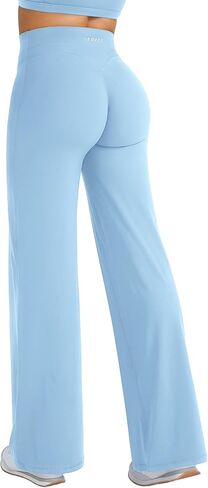 YEOREO Straight Leg Workout Leggings Hidden Scrunch High Waist Gym Pants No Front Seam Wide Leg Yoga Pants in Saudi Arabia