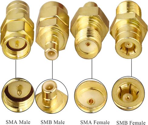TUOLNK 4 قطع SMA إلى SMB محول محور هوائي الراديو، SMA ذكر/أنثى إلى SMB ذكر/أنثى موصل محوري لهوائي السيارة الجوي DAB، الصوت، جهاز التوجيه، معززات الإشارة in Saudi Arabia