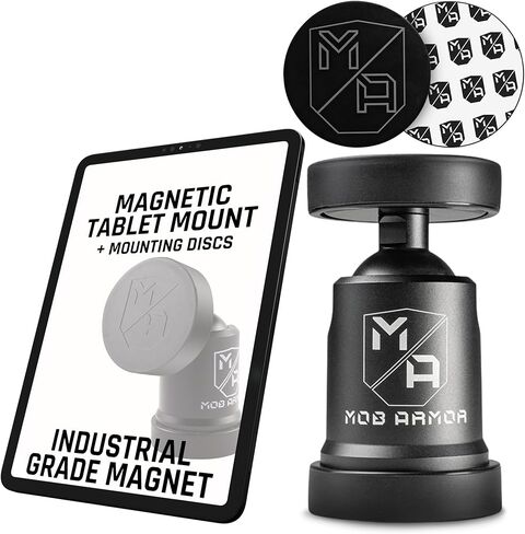 Mob Armor Tabnetic Maxx Universal Magnetic Tablet Holder with Two Adhesive Mounting Plates – 180° Tilt, 360° Rotation, Heavy-Duty Aluminum, Compatible with Trucks & RVs in Saudi Arabia