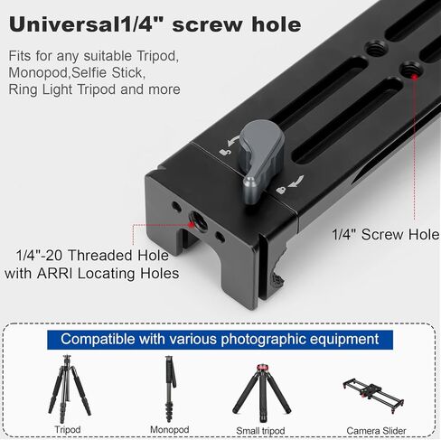 koolehaoda Aluminum iPad Tripod Holder Mount Adapter with 2 Arca Dovetail Mounts, 1/4" Screw & Cold Shoe (5.4" to 13") Adjustable Universal Tablet Clamp Video Recording for iPhone iPad Air Mini in Saudi Arabia