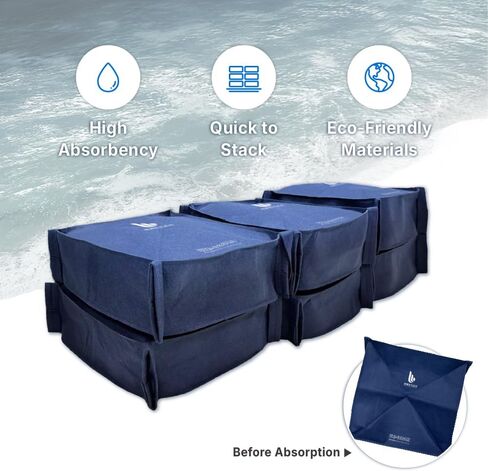 WEIBAO Square Tech Sandbag with Handles - 5 Pack (14" x 14"), Dark Blue | WB-626LH-A | Water-Activated Flood Barriers, Sandless Sandbags, Absorbent Water Blocker in Saudi Arabia