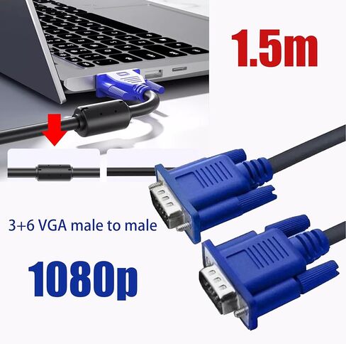 SVGA Super VGA Monitor 15PIN M/M Male to Male Cable Cord for PC TV HDTV Blue 2PCS in Saudi Arabia
