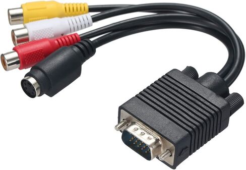 Denash VGA إلى SVideo، VGA إلى، SVIDEO 3 TV AV محول كابل، كابل محول إشارة AV عالي الجودة مع ذكر قياسي 15Pin، in Kuwait