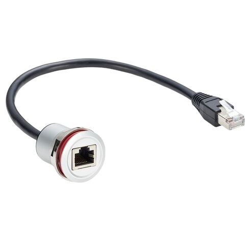 كابل تمديد شبكة إيثرنت RJ45 CAT5e RJ45 فلوش جبل ذكر إلى أنثى تغذية من خلال كابل توصيل ملولب ثابت موصل حاجز موصل مقبس سلك لمودم جهاز التوجيه (0.3M/1FT) in Kuwait