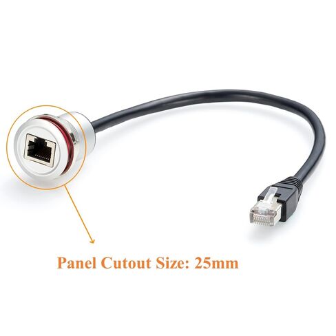 كابل تمديد شبكة إيثرنت RJ45 CAT5e RJ45 فلوش جبل ذكر إلى أنثى تغذية من خلال كابل توصيل ملولب ثابت موصل حاجز موصل مقبس سلك لمودم جهاز التوجيه (0.3M/1FT) in Kuwait