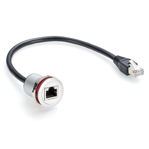 كابل تمديد شبكة إيثرنت RJ45 CAT5e RJ45 فلوش جبل ذكر إلى أنثى تغذية من خلال كابل توصيل ملولب ثابت موصل حاجز موصل مقبس سلك لمودم جهاز التوجيه (0.3M/1FT) in Kuwait