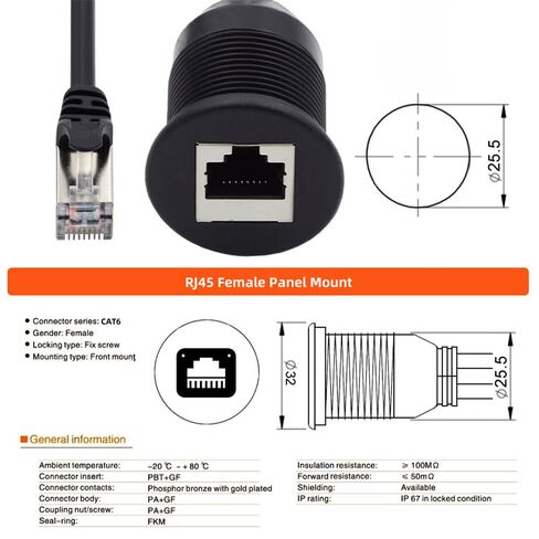 xiwai Dustproof Waterproof Screw Locking CAT6 RJ45 Male to Female LAN Ethernet Network Extension Cable Car Panel Mount Design 1m in Saudi Arabia