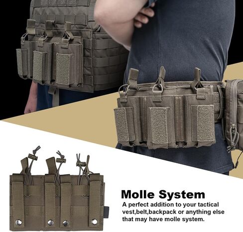 TSPRO Triple Magazine Pouches Open-Top Triple Molle Mag Pouch for M4 M14 M16 AK AR Elastic Rifle Magazines for Pistol Mag Pouch in Saudi Arabia