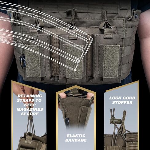 TSPRO Triple Magazine Pouches Open-Top Triple Molle Mag Pouch for M4 M14 M16 AK AR Elastic Rifle Magazines for Pistol Mag Pouch in Saudi Arabia