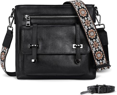 Iswee Soft Leather Crossbody Bags for Women Shoulder Handbags Multi Pocket Travel Purse with Adjustable Strap Medium Size in Kuwait