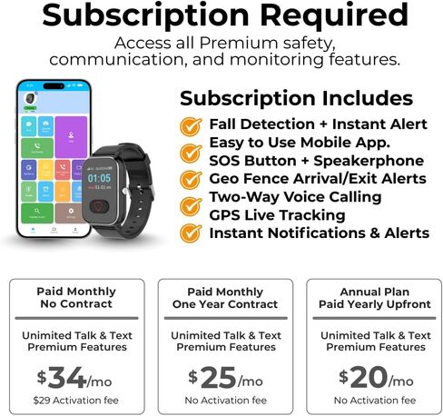 ساعة ذكية لتنبيه كبار السن من سيكيولايف، تنبيه طبي خلوي لكبار السن، زر اتصال SOS، اتصال ثنائي الاتجاه، تتبع نظام تحديد المواقع العالمي (GPS)، إشعارات المنطقة الآمنة، تطبيق مقدم الرعاية لتنبيه الحياة، جهاز مساعد in Kuwait