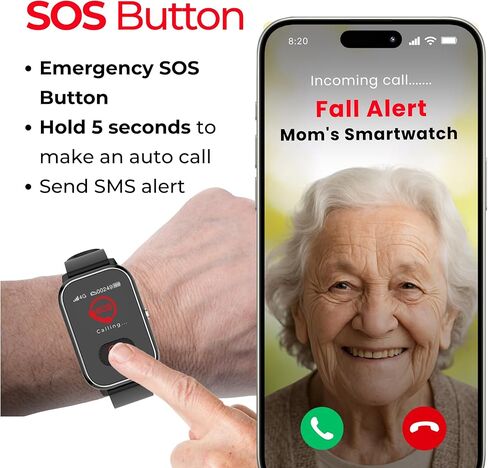 ساعة ذكية لتنبيه كبار السن من سيكيولايف، تنبيه طبي خلوي لكبار السن، زر اتصال SOS، اتصال ثنائي الاتجاه، تتبع نظام تحديد المواقع العالمي (GPS)، إشعارات المنطقة الآمنة، تطبيق مقدم الرعاية لتنبيه الحياة، جهاز مساعد in Kuwait
