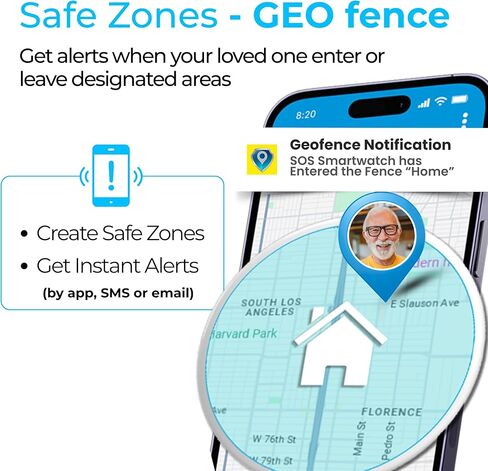 ساعة ذكية لتنبيه كبار السن من سيكيولايف، تنبيه طبي خلوي لكبار السن، زر اتصال SOS، اتصال ثنائي الاتجاه، تتبع نظام تحديد المواقع العالمي (GPS)، إشعارات المنطقة الآمنة، تطبيق مقدم الرعاية لتنبيه الحياة، جهاز مساعد in Kuwait
