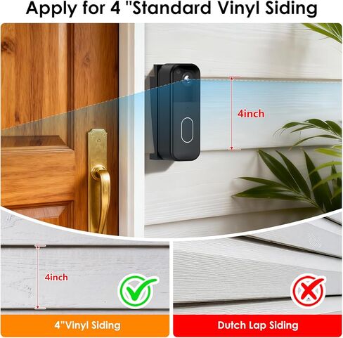Vinyl Siding Angle Adjustment Mount for Blink Video Doorbell Camera (1st & 2nd Gen), Blink Doorbell Mount Corner Mounting Bracket Wedge Kit Solve Siding Tilt Problem (4" Standard Vinyl Siding Only) in Saudi Arabia