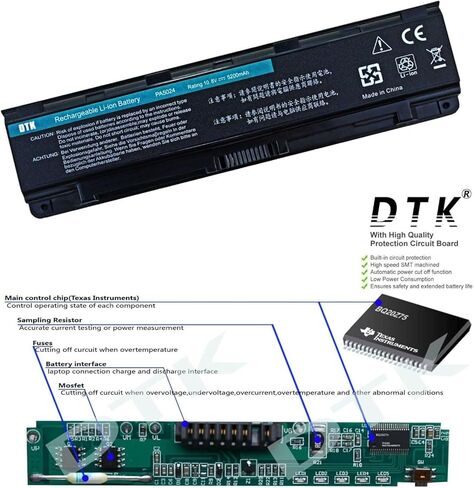 DTK PA5024U-1BRS استبدال بطارية توشيبا P/N PA5025U-1BRS PA5026U-1BRS PA5023U-1BRS PA5027U-1BRS PABAS260 PABAS261 PABAS259 PABAS262 PABAS263 كمبيوتر محمول Netbook Computer Satellite L850 10.8V in Saudi Arabia
