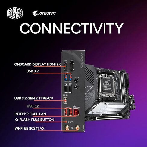 كولر ماستر NR2 Pro Mini ITX – AMD RYZEN 7 7800X3D 4.2 جيجا هرتز (5.0 جيجا هرتز توربو) | جيجابايت RTX 5070 12 جيجا بايت & B650I AORUS Ultra | 32 جيجابايت DDR5 6000 ميجا هرتز | 2 تيرابايت Gen4 M.2 | واي فاي | ويندوز 11 | كمبيوتر ألعاب AIO مقاس 280 ملم in Saudi Arabia