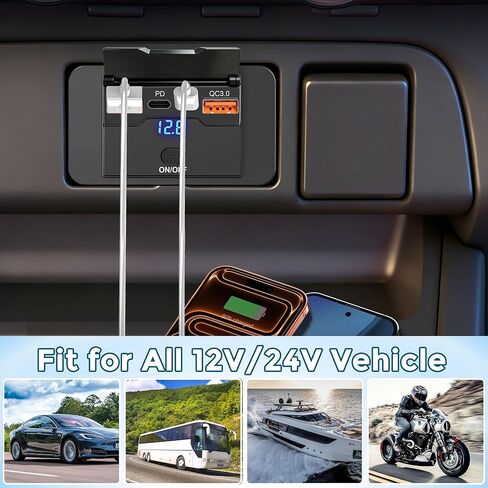 2 Pack 108W 12V USB Outlet Panel, Qidoe Dual PD 36W & Dual QC3.0 18W RV USB Outlet, Fast Charging 12 Volt USB Port Panel Wall Mount for Car, RV, Truck, Boat, Bus, Marine, ATV, UTV in Saudi Arabia