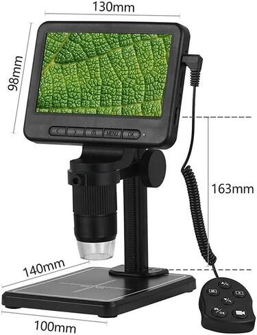 كاميرا مجهرية رقمية بشاشة LCD مقاس 5 بوصات، تكبير 500-1000X، مصابيح LED قابلة للتعديل، تتضمن حامل (أ) in Saudi Arabia