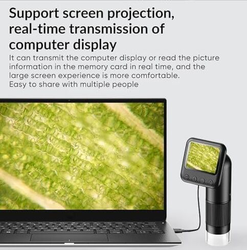 كاميرا مجهرية رقمية مع تكبير 400-800X، 6 مصابيح LED، شاشة قابلة للتعديل، عرض مباشر، تسجيل الصور ومقاطع الفيديو للاستخدام الخارجي in Kuwait