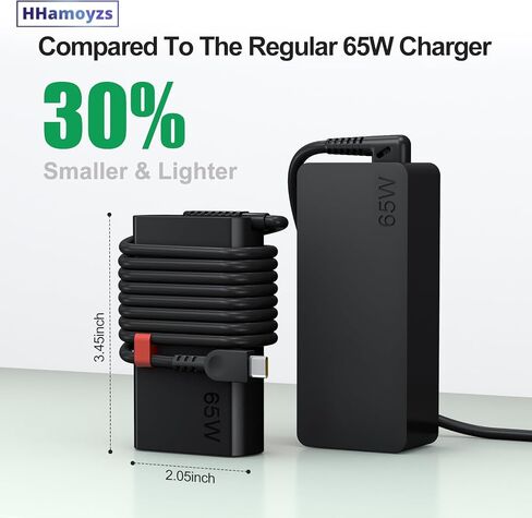 شاحن كمبيوتر محمول USB C نحيف 2025 جديد 65 وات متوافق مع Lenovo Thinkpad T14 T15 T16/Chromebook/Yoga Computer Type C سلك الطاقة in Kuwait
