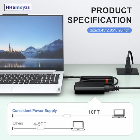 شاحن كمبيوتر محمول USB C نحيف 2025 جديد 65 وات متوافق مع Lenovo Thinkpad T14 T15 T16/Chromebook/Yoga Computer Type C سلك الطاقة in Kuwait