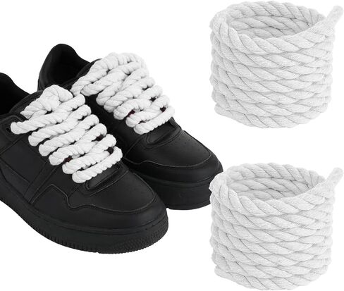 Thick Rope Shoe Laces, Cotton Rope Laces, Round Twisted Replacement Shoelaces for Work Boots & Hiking Shoes in Saudi Arabia