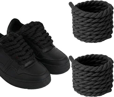 Thick Rope Shoe Laces, Cotton Rope Laces, Round Twisted Replacement Shoelaces for Work Boots & Hiking Shoes in Saudi Arabia