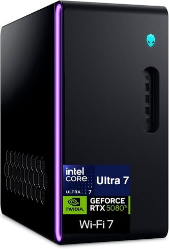 كمبيوتر مكتبي Alienware Aurora ACT1250 AI للألعاب (Intel Ultra 7 265F، GeForce RTX 5080 16GB GDDR7، 16GB DDR5، 1TB M.2 PCIe SSD، Win 11 Pro) مع موسع منفذ USB DKZ in Kuwait
