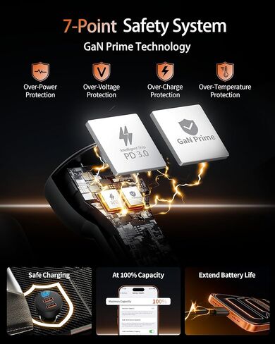 شاحن سيارة USB C، 2 حزمة 70 وات 3 منافذ PD/QC شحن سريع ولاعة السجائر شاحن USB ملحقات محول هاتف السيارة لهاتف iPhone 17/Air/16/15/14/13/12 Pro Max وiPad وPixel وGalaxy S25/S24/S23 وAndroid in Kuwait