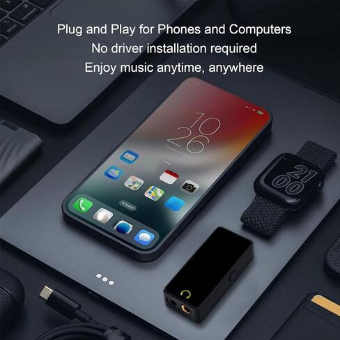 Fockety HiFi Decoder, High Performance DAC with 3.5mm 4.4mm Output, Immersive Sound Quality for iOS, USB A Type C Adapter, Multi Level Volume Control in Saudi Arabia