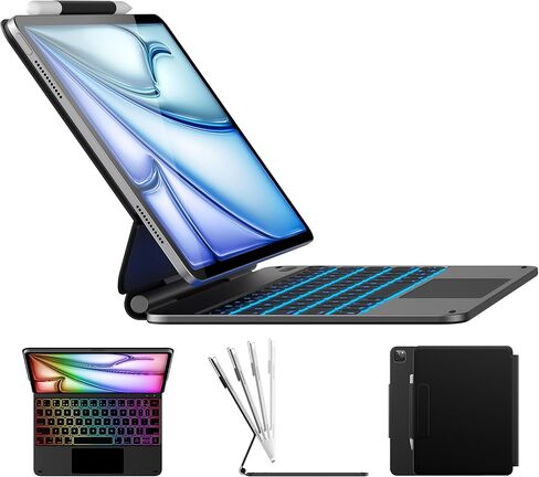حالة لوحة مفاتيح Typecase Edge لـ 2024 iPad Pro 13 بوصة (M4) ، حالة وقائية قابلة للفصل فائقة الانفصال ، أوضاع صورة/طبيعية ، ولوحة تتبع مدمجة ، وإضاءة خلفية 11 لونًا ، وحامل مغناطيسي ، وحامل قلم رصاص ، أسود in Saudi Arabia
