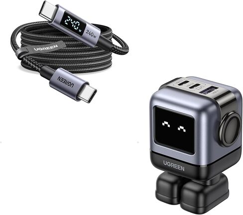 حزمة شاحن UGREEN Uno بقدرة 65 واط USB C مع كابل USB C بطول 6.6 قدم 240 واط مع شاشة رقمية متوافقة مع iPhone 17/17 Pro/17 Pro Max وMacBook Pro/Air وGalaxy S25/S24 وiPad Pro/Air وPixel 10 in Saudi Arabia