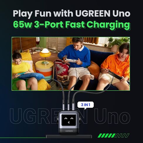 حزمة شاحن UGREEN Uno بقدرة 65 واط USB C مع كابل USB C بطول 6.6 قدم 240 واط مع شاشة رقمية متوافقة مع iPhone 17/17 Pro/17 Pro Max وMacBook Pro/Air وGalaxy S25/S24 وiPad Pro/Air وPixel 10 in Saudi Arabia