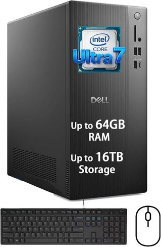 كمبيوتر مكتبي للأعمال Dell 2025 ECT1250 - Intel 20Core Ultra 7-265K، تصميم فائق الهدوء، ذاكرة الوصول العشوائي DDR5 سعة 16 جيجابايت، تخزين 2 تيرابايت (512 جيجابايت PCIe SSD + 1 تيرابايت HDD و500 جيجابايت خارجي)، دعم شاشة مزدوجة 4K، Windows11 in Kuwait