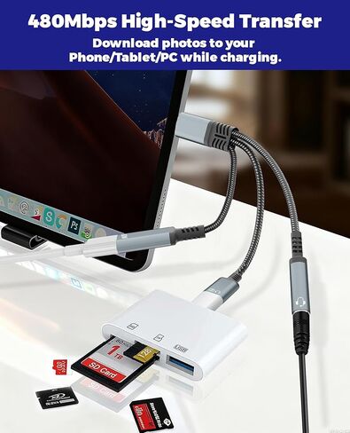 USB C Splitter 1 in 3 Out USBC Headphone Adapter with 60W Charging and Data - USB-C to 3.5mm Headphone & Dual Type C Splitter, Support PD Fast Charging/Data/Music/Calling for iPhone17/16/15 Series in Kuwait