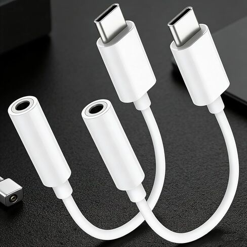 محول صوت USB C إلى 3.5 ملم مكون من قطعتين محول سماعة رأس صوت HiFi متوافق مع أجهزة iPhone Galaxy Pixel من النوع C ومتينة وصغيرة الحجم in Saudi Arabia
