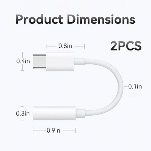 محول صوت USB C إلى 3.5 ملم مكون من قطعتين محول سماعة رأس صوت HiFi متوافق مع أجهزة iPhone Galaxy Pixel من النوع C ومتينة وصغيرة الحجم in Saudi Arabia