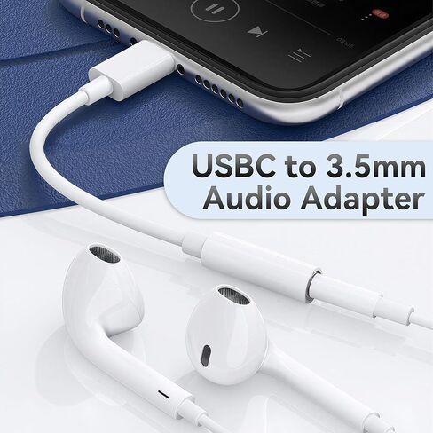 محول صوت USB C إلى 3.5 ملم مكون من قطعتين محول سماعة رأس صوت HiFi متوافق مع أجهزة iPhone Galaxy Pixel من النوع C ومتينة وصغيرة الحجم in Saudi Arabia