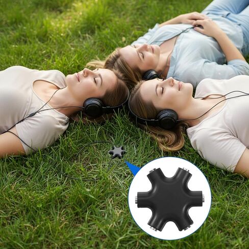 2 Pcs 3.5mm Audio Jack Splitters Multi Headphone Splitter 5-Jack Multi-Headphone Audio Splitter Injection Molding 1 Male to 5 Port Female Earphone Headset Adapter Designed for Up to 5 Devices in Saudi Arabia