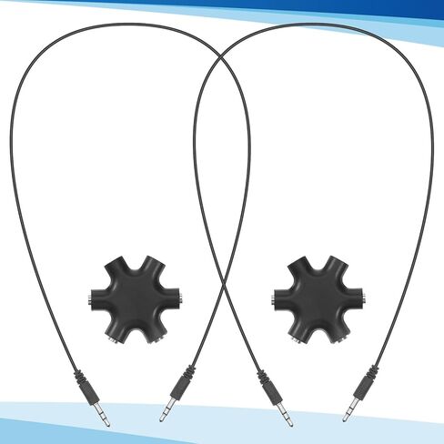 2 Pcs 3.5mm Audio Jack Splitters Multi Headphone Splitter 5-Jack Multi-Headphone Audio Splitter Injection Molding 1 Male to 5 Port Female Earphone Headset Adapter Designed for Up to 5 Devices in Saudi Arabia
