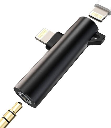 محول iPhone AUX لسماعات الرأس (2 في 1) لايتنينج إلى 3.5 مم دونغل جاك كابل شاحن مقسم سلك صوت لسماعات الأذن المعتمدة من Apple MFI محول الموسيقى الفقرة لـ 13 12 11 Pro Max X Xs Xe Se in Saudi Arabia