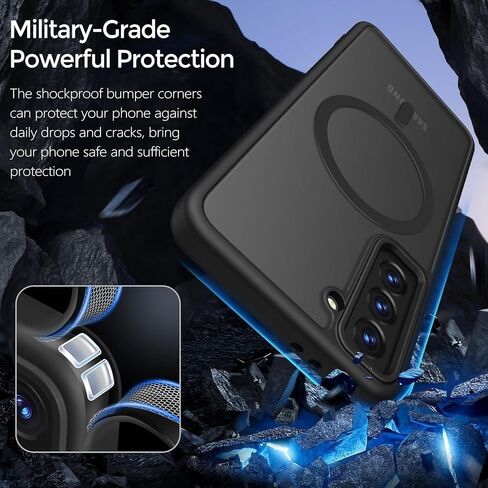 حافظة Rayboen لهاتف Samsung Galaxy S21، متوافقة مع Magsafe، غطاء هاتف مغناطيسي متين حريري شفاف مقاوم للصدمات لهاتف Samsung S21 5G مع ظهر صلب مضاد للخدش، أسود غير لامع in Kuwait
