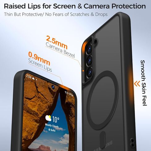 حافظة Rayboen لهاتف Samsung Galaxy S21، متوافقة مع Magsafe، غطاء هاتف مغناطيسي متين حريري شفاف مقاوم للصدمات لهاتف Samsung S21 5G مع ظهر صلب مضاد للخدش، أسود غير لامع in Kuwait