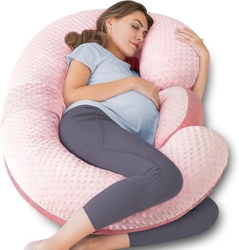 QUEEN ROSE Pregnancy Pillow, E Shaped Body Pillows for Sleeping Support, 60 Inch Maternity Pillow for Pregnant Women with Cooling Silky Cover, Grey in Saudi Arabia