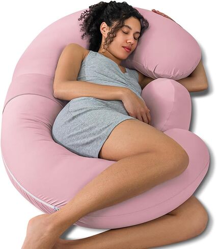 QUEEN ROSE Pregnancy Pillow, E Shaped Body Pillows for Sleeping Support, 60 Inch Maternity Pillow for Pregnant Women with Cooling Silky Cover, Grey in Saudi Arabia