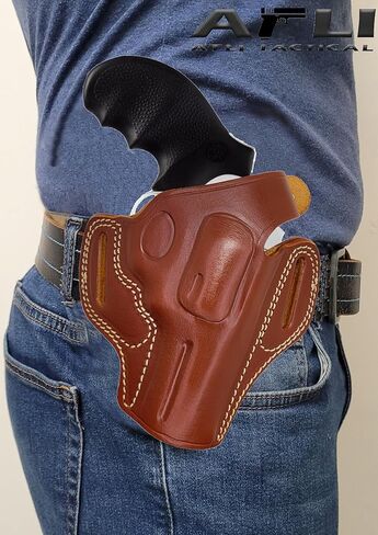 حافظة مسدس جلدية OWB - أسطوانة J بإطار 3 بوصة - لـ S&W 60 63، Rgr SP101، Taurus 85 605 856 942 Guns - حافظات مسدس فطيرة جلدية - حافظات Taurus 856 - Rgr SP101 Holster OWB in Kuwait